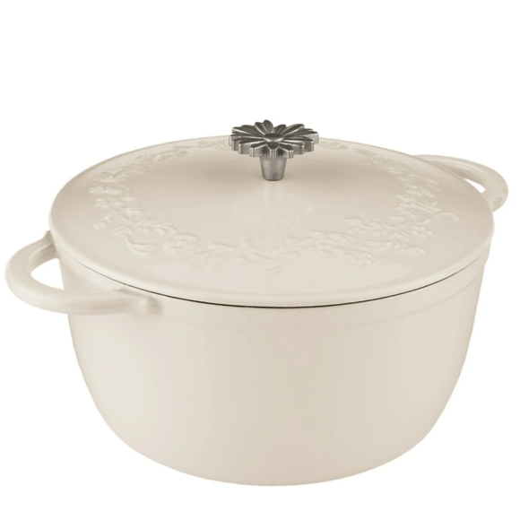 ❤️ New Pioneer Woman Linen 5 Quart Enamel on Cast Iron Dutch Oven with Lid - Picture 8 of 8